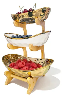 Produktbild von Drei-stufige Obstschale mit Keramischem Fuß