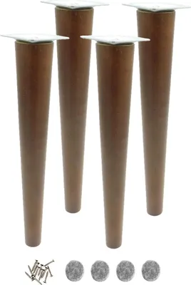 Produktbild von Holzfüße für Möbel, 30 cm, Beizfarbe Nussbaum, Buche, Set mit Montageset, ideal für DIY und Ikea-Möbel, 4 Stück