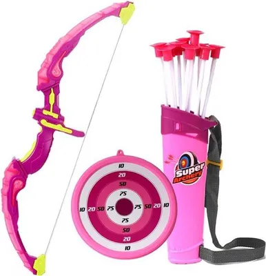 Productafbeelding van Boog en pijlenset voor kinderen met LED-zaklampen, 1 x doelschijf, 10 x zuignap, 1 x pijlenhouder, speelgoed