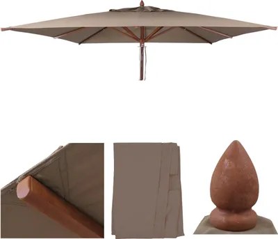 Obrázek produktu pro Náhradní potah pro dřevěný slunečník HWC-C57b, potah slunečníku, čtvercový 4x4m polyester 6kg taupe