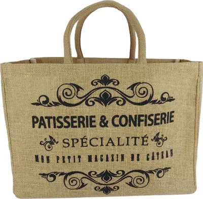 Produktbild von Domelo Einkaufskorb, Jute Tasche, Shopper Korbtasche, vegan Shopping Bag, Einkaufstasche, Handtasche (Patisserie)