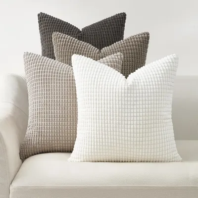 Imagen del producto de Funda de cojín de terciopelo tipo "boho", 4 unidades, 45 x 45 cm, diseño natural