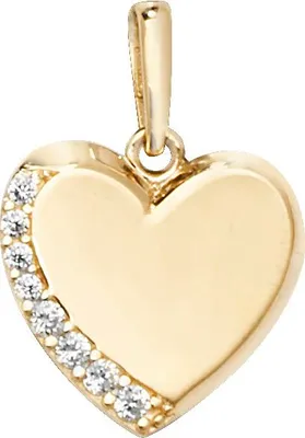 Image de Pendentif Femme Coeur Or 375/1000 avec Oxyde de Zirconium - 15mm*10mm; TRS23700