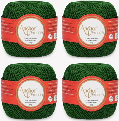Image de 4 pelotes Anchor Freccia 12 – fil de coton fin pour le crochet (couleur 00322)