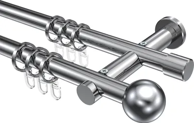 Produktbild von Interdeco Gardinenstange / Vorhangstange Chrom, Typ Platon Luino (Kugel), 20 mm Ø 2-läufig, 100 cm