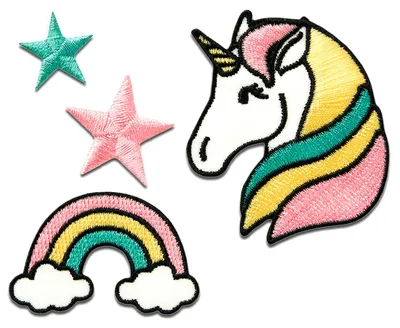 Obrázek produktu pro Sada Unicorn Star Rainbow - nášivka, nažehlovačka, nažehlovačka, nášivka, nášivka, nažehlovačka, velikost: různé velikosti