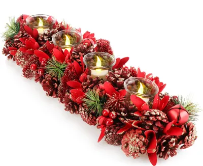Produktbild von COM-FOUR® Adventskranz länglich, Kerzenständer Weihnachten für 4 Kerzen, Kerzenhalter, Adventsgesteck, XL Adventskerzenhalter, Kerzenleiste als Tischdeko