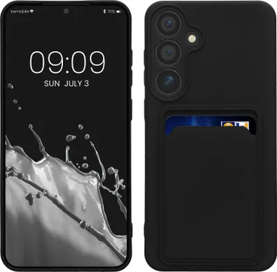Image de kwmobile Housse de portable compatible avec Samsung Galaxy S25 Plus Housse - Cover de portable avec compartiment pour cartes - en noir