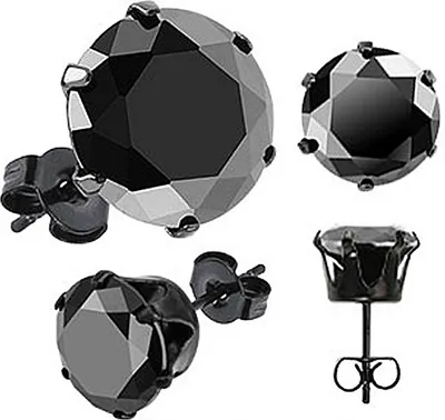 Produktbild von Ohrstecker Zirkonia Edelstahl Damen Herren Ohrringe Kristall schwarz transparent schwarz-rund 8 mm