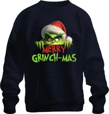 Produktbild von MERRY GRINCH-MAS Grinch Weihnachten lustig Geschenk Retro Uni Sweatshirt Pullover, Navy, L
