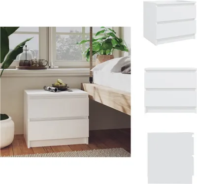 Obrázek produktu pro vidaXL Noční stolek bílý 50x39x43,5 cm materiál na bázi dřeva - Noční stolky