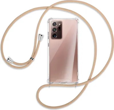 Produktbild von Handykette Backcover-Schutzhülle mit Band (Metall silberfarben) für Samsung Galaxy Note20 Ultra 4G,5G (N985,N986) - beige