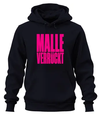 Obrázok produktu pre MALLE VERRÜCKT, párty na Mallorce, dovolenka, Ballermann, ružová mikina s kapucňou, námorná farba, veľkosť L