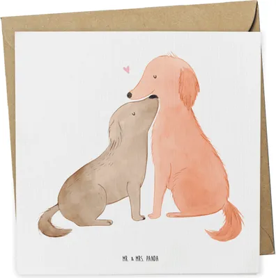 Produktbild von Mr. & Mrs. Panda Grußkarte Hunde Liebe - Weiß - Geschenk, faltkarte, Herz, Vertrauen, Klappkarte, doppelkarte, anlasskarte, Hund, Hundeliebe, Sprüche, Glückwunschkarte