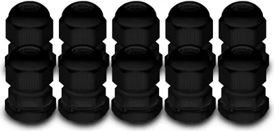 Produktbild von 10x ARLI Kabelverschraubungen IP68 Schwarz M16 x 1,5 mm mit metrischem Anschlussgewinde und Gegenmutter
