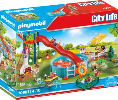 Zdjęcie produktu dla PLAYMOBIL City Life 70987 Poolparty mit Rutsche
