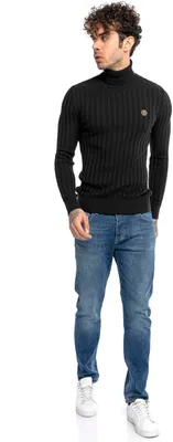 Produktbild von Red Bridge Herren Strickpullover Rollkragen- Pullover Upright Schwarz S