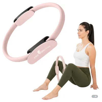 Produktbild von Pilates Ring mit Gummi Rutschfeste Doppelgriff 36 cm Yoga Fitness Ring bauchmuskeltraining rosa