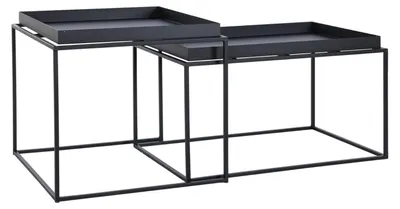 2er-Set Tische, schwarz, Metall, rechteckig, 50x80x45 cm