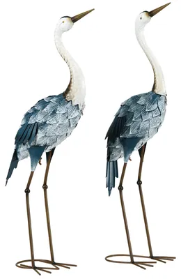 Produktbild von Outsunny 2er Set Gartenstatue Kraniche, 72,5/74 cm Gartenfigur für Balkon