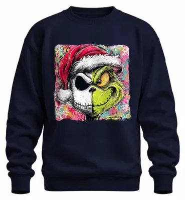 Immagine prodotto di Grinch Jack Skellington Skelett Nightmare before Christmas Weihnachten Unisex Felpa Pullover, Navy, XL