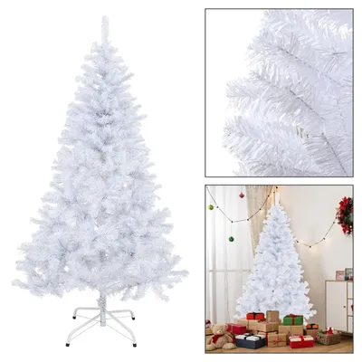 Image de Eikuavons, sapin de Noël artificiel, 180 cm, blanc, avec 650 extrémités de branches, en PVC, avec support en métal