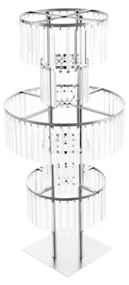 Immagine prodotto di Portafiori per matrimoni - Colonna decorativa in acrilico a 5 piani - Altezza 110 cm - Base rotonda da 30 cm - Struttura in metallo - Argento
