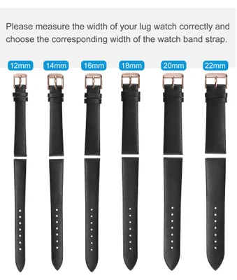 Produktbild von Uhrenarmband Leder Armband 12mm Uhrenarmb?nder aus Echtem Leder mit Edelstahl Schnalle Vintage Ersatzarmband fš¹r Uhr Smartwatch Damen Herren (Schwarz)
