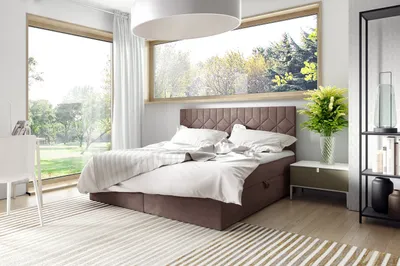 Produktbild von Boxspring Bett mit gestepptem Kopfteil ISAR – 160x200, altrosa + ER Topper