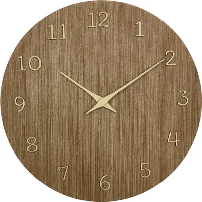 Produktbild von Wanduhr - dunkles Naturholz - D30 cm - Holz - Wanduhr - rund