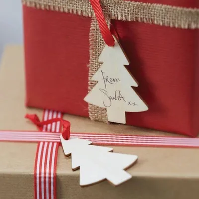 Produktbild von 6 Vintage Weihnacht Holz Geschenkanhänger