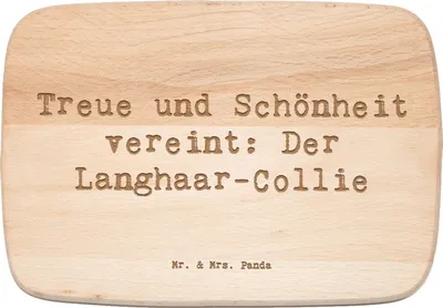 Produktbild von Mr. & Mrs. Panda Frühstücksbrettchen Spruch Langhaar Collie - Transparent - Geschenk, Holzbrett, bedingungslose Liebe, Hunderasse, Frühstücksbrett, Schneidebrett