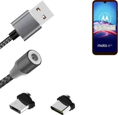 Produktbild von K-S-Trade Hochwertiges Magnet-Lade-kabel Sync-Kabel Daten-Kabel für Motorola E6s mit USB-Typ-C-Anschluss und Micro-USB-Anschluss 2A bis zu 480mbps