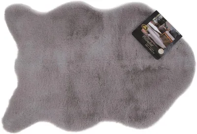 Produktbild von GÖZZE Fellimitat Teppich weicher flauschiger pflegeleichter Wohnteppich Silber 60 x 90 cm