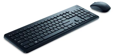 Produktbild von DELL Tastatur und Maus – KM3322W - französisch (AZERTY), Volle Größe (100%), Kabellos, RF Wireless, AZERTY, Schwarz, Maus enthalten