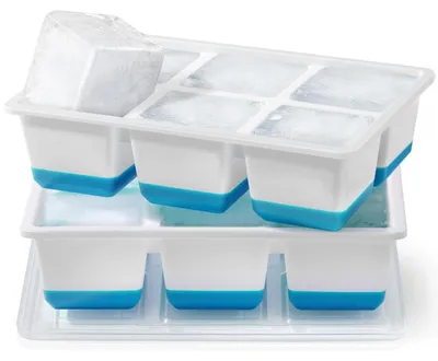 Produktbild von Große Eiswürfelform mit Deckel, Silikon XXL, 6 cm, BPA Frei, 2 Stück, Blau