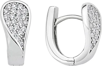 Produktbild von Ohrringe Creolen 14,7x7mm aus 925 Silber rhodiniert mit 44 Zirkonia Ohrschmuck