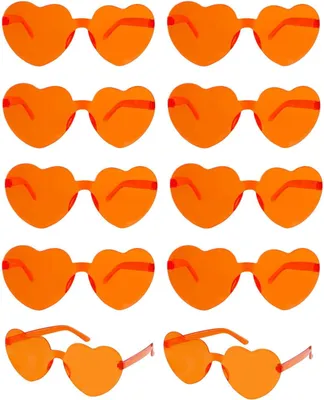 Produktbild von 10 übergroße, mehrfarbige, rahmenlose, herzförmige Sonnenbrillen für Strand/Fotoshooting/Party