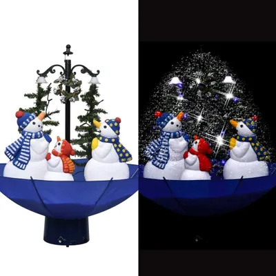 Produktbild von The Living Store Weihnachtsbaum mit Schnee und Schirm-Fuß Blau 75 cm PVC