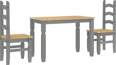 Immagine prodotto di vidaXL Set da pranzo 3 pezzi PANAMA Grigio in legno massello di pino