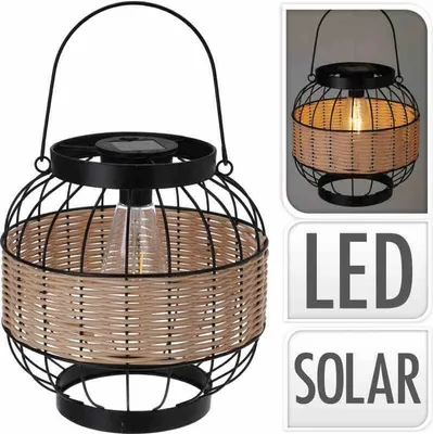 Obrázok produktu pre Solárny lampáš kov, ratan 24x24 cm KO-C46999560