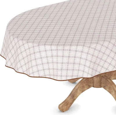 Tischdecke Wachstuchtischdecke Gartentischdecke Wachstischdecke  Karriert Beige, Hauptbild in hoher Auflösung