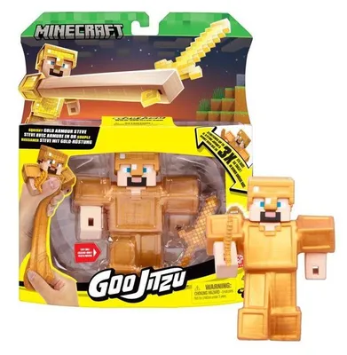 Zdjęcie produktu dla Rozciątana figurka "Bohaterowie Goo Jit Zu" - Minecraft, Steve, złoty, 11 cm