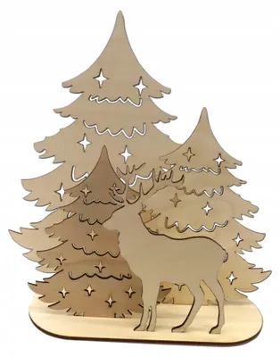Produktbild von Stehende Weihnachtsdeko mit Tannenbaum und Rentier