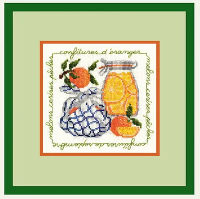 Imagen del producto de Kit de bordado "Orangenmarmelade" de Le Bonheur des Dames, con esquema de puntos, dimensiones: 11,5 x 11,5 cm