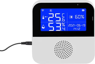 Zdjęcie produktu dla Czujnik temperatury i wilgotności Tuya WiFi - 2,9-calowy wyświetlacz LCD z podświetleniem, godzina/data, zdalne monitorowanie aplikacji, przełączanie °C/°F dla domu i biura