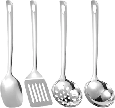 Produktbild von Küchenhelfer-Set 4-teilig, Edelstahl, hitzebeständig, spülmaschinenfest, zum Kochen