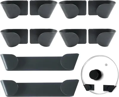 Produktbild von 6 Paar Wandhalter für Topfdeckel, Deckelorganizer für Küchenschränke in 2 Designs, platzsparende selbstklebende Halterung für Pfannen- und Topfdeckel an Schranktüren