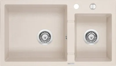 Zdjęcie produktu dla Zlewozmywak granitowy Piva 2-komorowy 78x44 beżowy bez ociekacza ZQI_5203 do szafki 800 mm