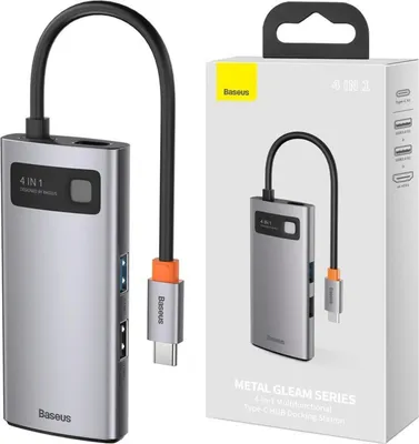 Image de Hub 4W1 Baseus Metal Gleam Series, Usb-C Do Usb 3.0 + Usb 2.0 + Hdmi + Usb-C Pd